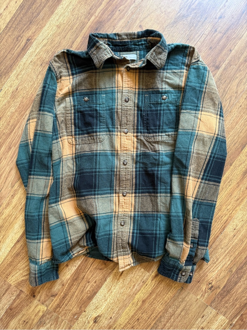 Sonoma Teal & Yellow Plaid Button-Down Shirt - Picture 3 of 12
